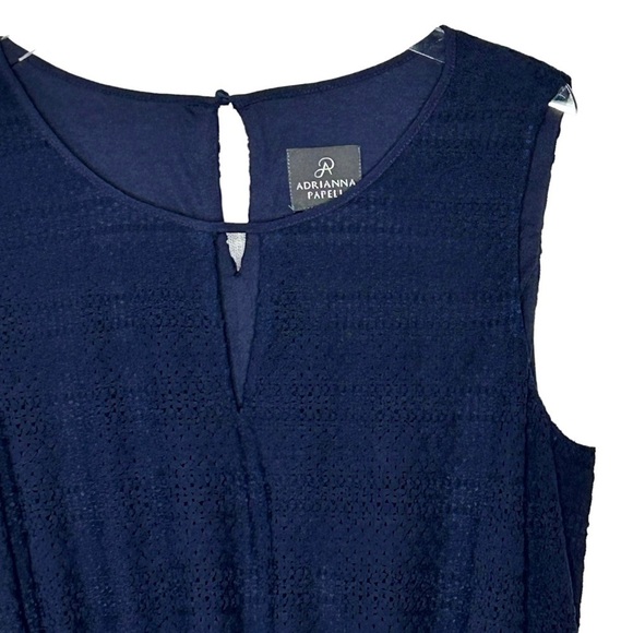 ADRIANNA PAPELL Womens Dress Maxi Navy Lace Sleeveless Tank top style Size 12 - Picture 3 of 9